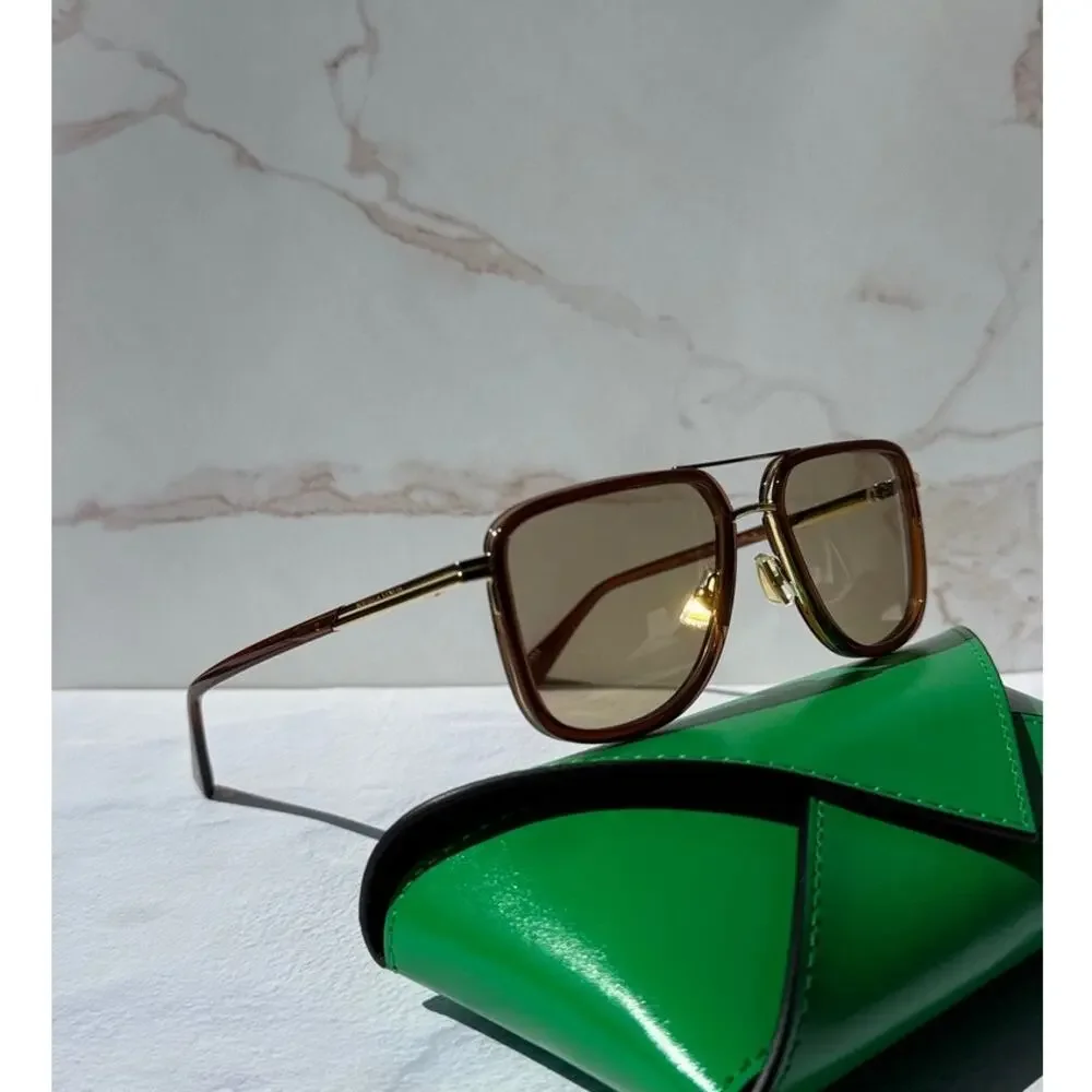 NEW Bottega Veneta BV1463S Brown Aviator Sunglasses $560